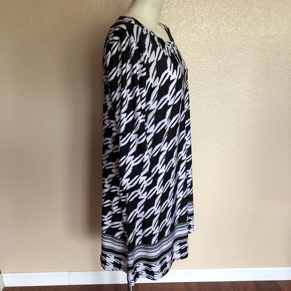New Directions ND Black and White Keyhole Crepe Shift Dress XL New - Picture 3 of 6